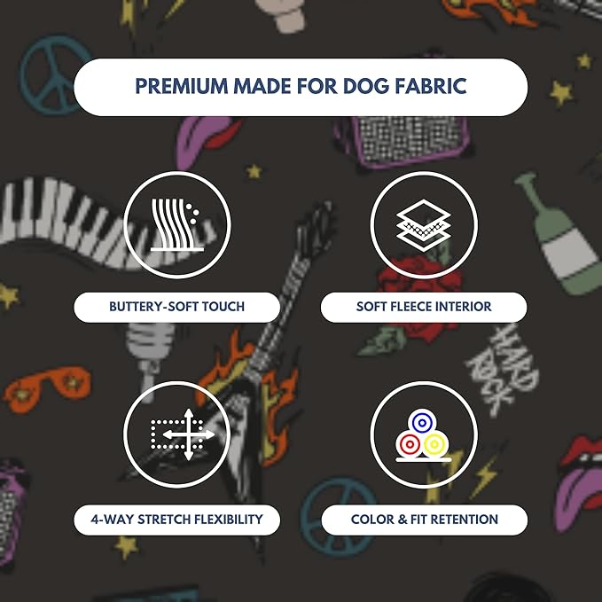 Spark Paws Dog Hoodie - Premium Quality, Buttery Soft, Superior Comfort and Fit, Calming Fleece Interior, Suitable for All Breeds - Rock and Roll - 2XL