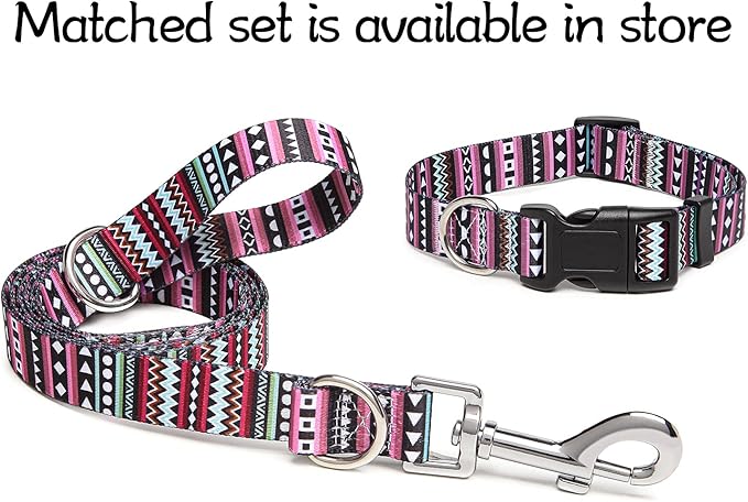 Adjustable Dog Collar with Patterns, Ultra Comfy Soft Nylon Breathable Pet Collar for Small Medium Large Dogs (M, Bohemian Purple)