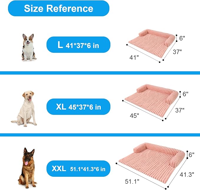 Luxurious Dog Couch Bed, Washable Calming Dog Couch Cover, Removable Couch Protector for Dogs, Waterproof Sofa Bed, Pet Bed Mats for Couch, Pet Couch Covers for Sofa(Pink, XL)