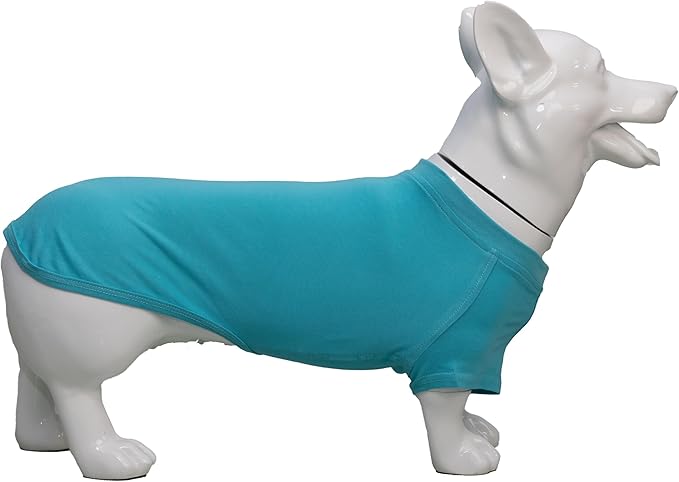 Lovelonglong Pet Clothing Dog Costumes Dachshund Clothes Blank T-Shirt Tee Shirts for Dachshund Dogs,Corgi 100% Cotton Turquoise D-M