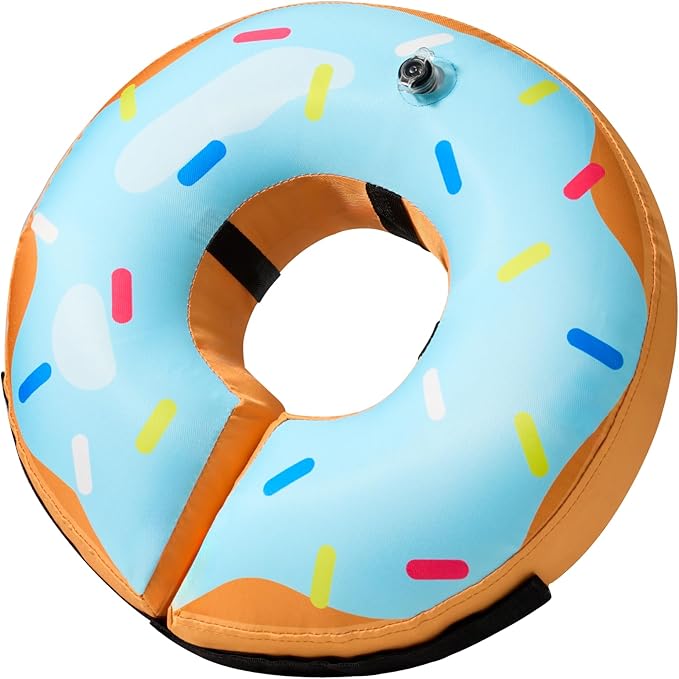 BENCMATE Protective Inflatable Collar for Dogs and Cats - Soft Pet Recovery Collar Does Not Block Vision (Small, Blue Donut)