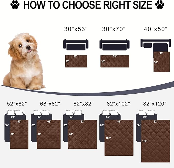 Smiry Waterproof Dog Blanket, 82x120 Inch Soft Pet Bed Cover Reversible, Washable Sofa Couch Furniture Protector for Small Medium Large Dog Puppy Cat, Brown/Chocolate