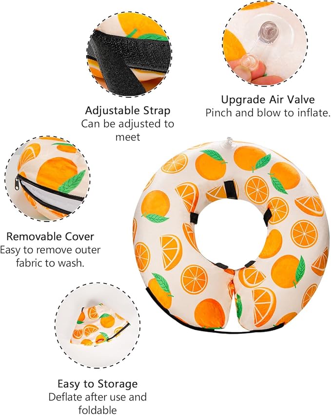 Dog Cone Collar for Small to Large Dogs for After Surgery, Pet Inflatable Neck Donut Collar Soft Protective Recovery Cone for Dogs and Cats - Alternative E Collar Does Not Block Vision - Orange,S
