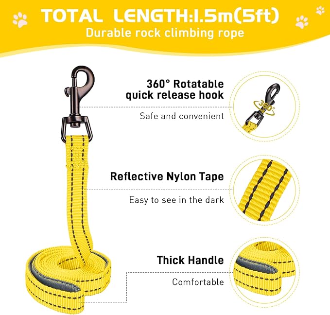 Soft Mesh Dog Harness and Leash Set, No Pull Puppy Harness and Leash Set, Reflective Step in Harness for Small Medium Dogs, Easy Walk Escape Proof Vest Harnesses (Yellow, M)