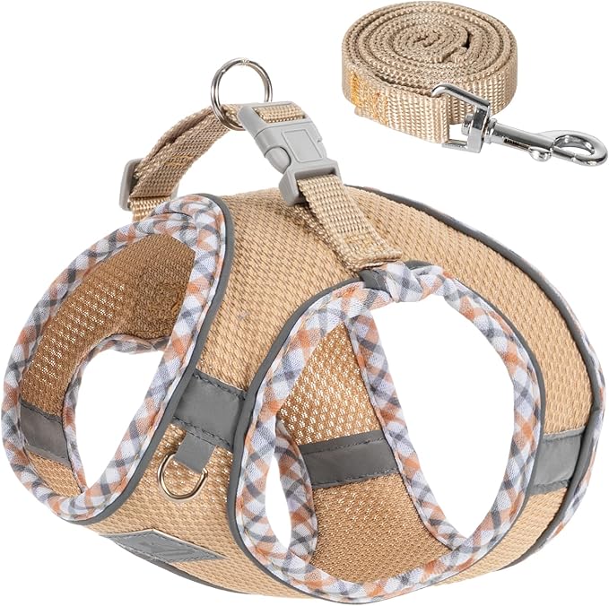Dog Harness and Leash Set - No Pull Soft Breathable Small Dog Harness, Adjustable Reflective Step in Vest for Puppy, Kitten, Cats