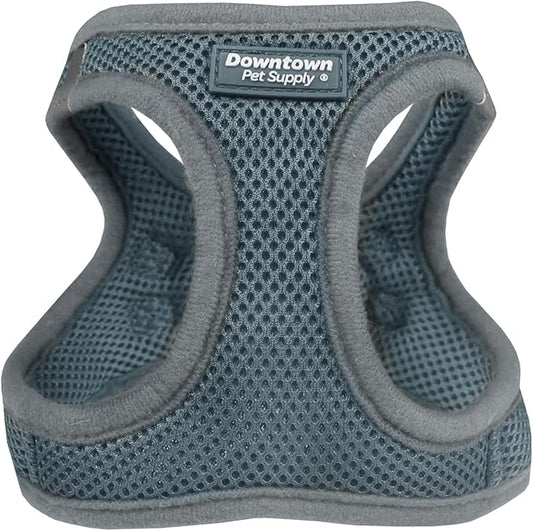 Downtown Pet Supply Step in Dog Harness for Small Dogs No Pull, Large, Titanium - Adjustable Harness with Padded Mesh Fabric and Reflective Trim - Buckle Strap Harness for Dogs