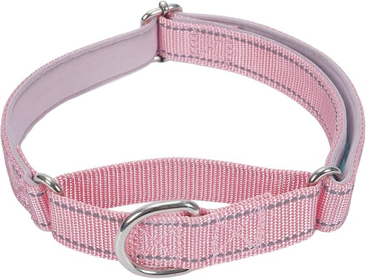 SGODA Martingale Dog Collar, Reflective Nylon Padded Dog Training Collars for Medium Dogs, Pink M