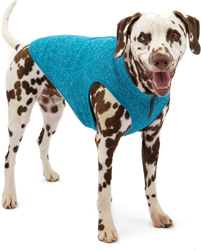 Kurgo Core Dog Sweater, Knit Dog Sweater with Fleece Lining, Cold Weather Pet Jacket, Zipper Opening for Harness, Adjustable Neck, Year-Round Sweater for Medium Dogs (Heather Blue, Medium)