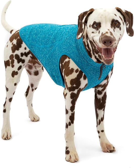 Kurgo Core Dog Sweater, Knit Dog Sweater with Fleece Lining, Cold Weather Pet Jacket, Zipper Opening for Harness, Adjustable Neck, Year-Round Sweater for Extra Large Dogs (Heather Blue, X-Large)