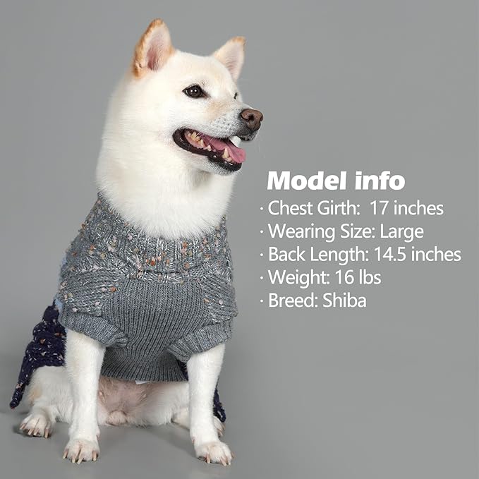 KYEESE Dog Sweater Color Block with Fuzzy Thread Knitted Turtleneck Dog Knitwear with dots in a Variety of Colors for Small Dogs Fall Winter Puppy Sweater, Navyblue, XS