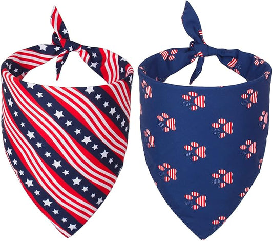 PTDECOR American US Flag Dog Bandana 4th of July Dog Bandanas Reversible Triangle Pet Bibs Scarf for Large and Extra Large Dogs (Style 1, X-Large)