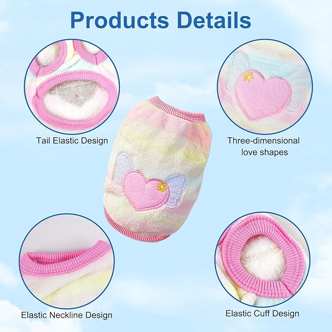 4 Pcs Bunny Clothes for Rabbits- Small Animal Guinea Pig Warm Vest Clothes Costume Soft T-Shirt Clothes for Rabbits Hamster Clothes Kitten Ferret Chihuahua Puppy Mini Dog and Small Animals XS