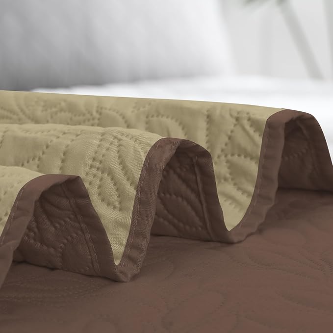 Easy-Going Waterproof Dog Bed Cover Reversible Leak Proof Pet Blanket Replacement Mat for Furniture Washable Couch Cover Sofa Cover for Dogs Cat(30x70 Inch, Brown/Beige)
