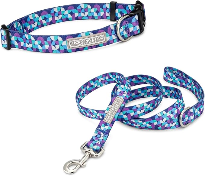 Lucky Love Dog - Adjustable Dog Collar and Leash Set with Easy Click Buckle for Small to Large Dogs, Durable, & Comfortable Collar for Male & Female Dogs, Puppies & Adult Ones - Jasper Combo, Small