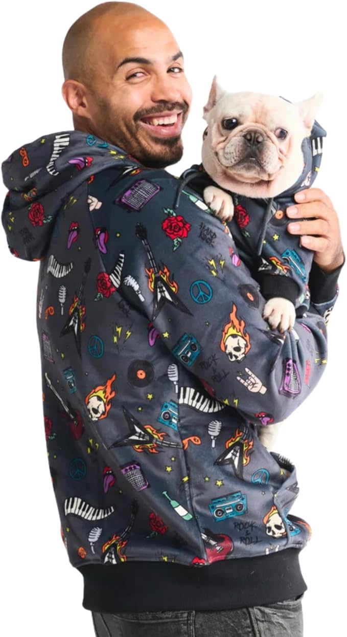 Spark Paws Dog Hoodie - Premium Quality, Buttery Soft, Superior Comfort and Fit, Calming Fleece Interior, Suitable for All Breeds - Rock and Roll - XL