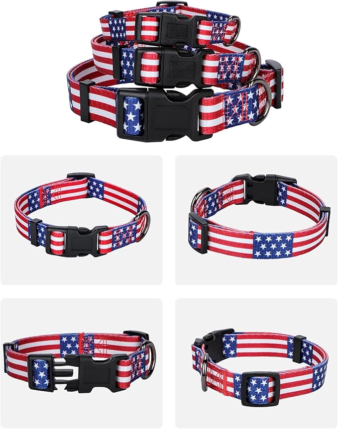 American Flag Dog Collar Independence Day Fourth of July The Great America Dog Collars Large