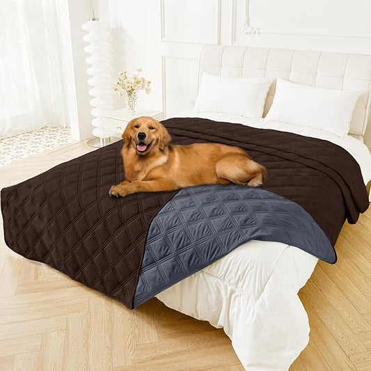 Smiry Waterproof Dog Bed Cover Blanket 82x120, Soft Reversible Pet Blanket, Washable Leakproof Cats Dogs Couch Cover for Sofa, Couch, Furniture, Chocolate/Dark Grey