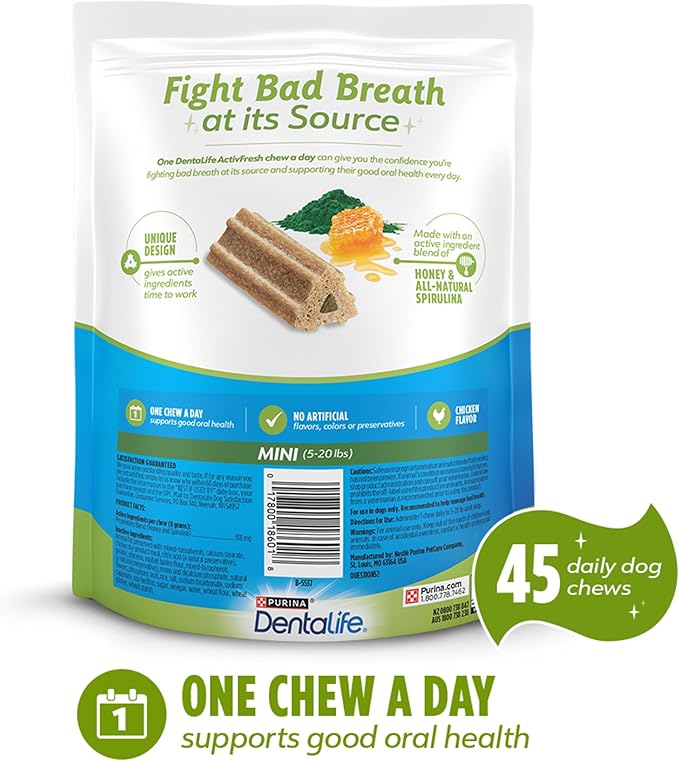 DentaLife ActivFresh Pack of 2 Dog Chews for Small Dogs, Dental Chеws to Freshen Breath, Chicken Flavor, 13.5 oz. each, 45 Chеws each/90 Total Chews - 45 ct. Pouch