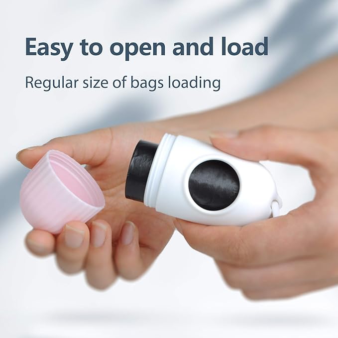 Fida Retractable Dog Leash with Dispenser and Poop Bags, 16 ft Pet Walking Leash for Medium Dog or Cat up to 44 lbs, Anti-Slip Handle, Tangle Free, Reflective Nylon Tape (M, White)