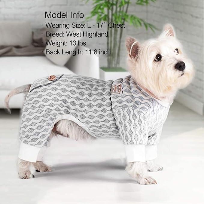 KYEESE Dog Pajamas Small Stretchable Dog Pjs Jumpsuit 4 Legs Puppy Pajamas Hair Shedding Cover