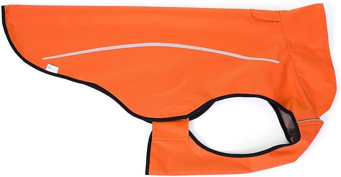 Mile High Life Dog Raincoat, Adjustable Waterproof Reflective Rain Jacket for Small Medium Large Dogs, Lightweight Breathable Pet Rain Coat with Leash Hole(Orange,M Chest 26-32")