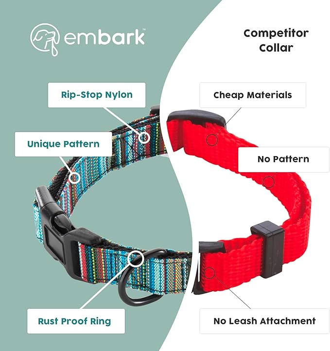 Embark Adventure Dog Collar – Stylish & Durable Nylon Dog Collars for Large Dogs, Comfortable Pet Collar, Collars for Large Breed Dogs with Strong Buckles. Adjustable Big Dog Collars for Large Dogs