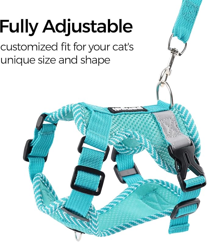 Cat Harness and Leash Escape Proof Extra Large Kitten Harness Maine Coon Cat Vest for Walking Travel, Turquoise, XL