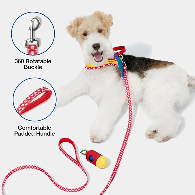 VETRESKA MoMA Dog Harness and Leash Set, No-Pull Puppy Harness for Walking and Training, Easy Walk Dog Harness for Small Medium Dogs, Adjustable, Take Control & Anti-Twist Pet Lead Combo (Red, S)
