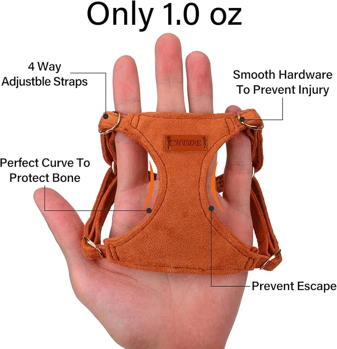 CHEDE No Pull Puppy Harness and Multifunction Dog Leash Set- 8 Colors Soft Adjustable No Choke Escape Proof Cute,Lightweight Pet Vest Harness for Small and Medium Dog (XXS, Khaki)