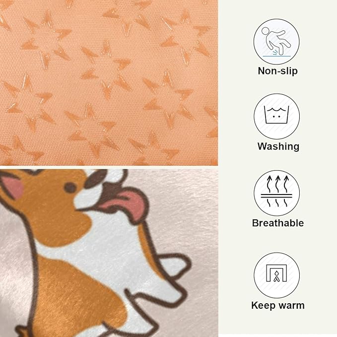 Cartoon Corgis Pattern Pet Bed for Small/Medium Dogs Cat | Pet Mat for Dog Cat Crates | Durable Polyester and Non-Slip Bottom Pet Bed, 24x36in