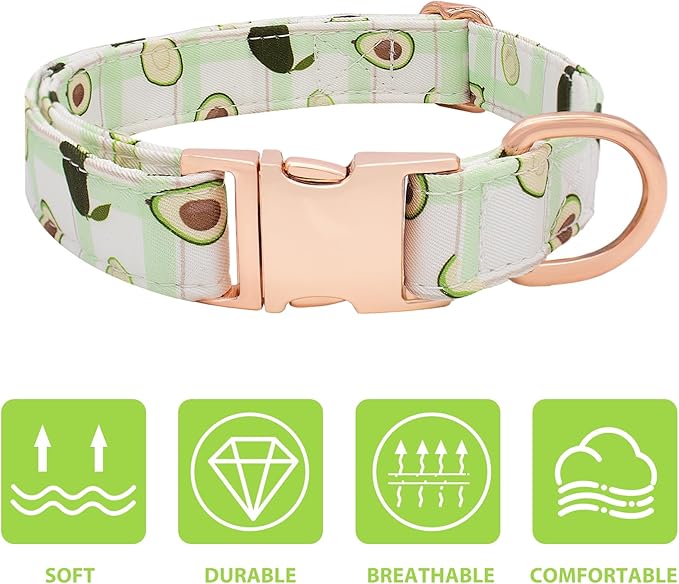 Dog Collar and Leash Set Adjustable Girls Puppy Floral Collars with Bow Tie for Small Medium Large Dogs(XS, Avocado)