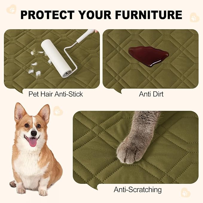 Smiry Waterproof Dog Blanket, 40x50 Inch Soft Pet Bed Cover Reversible, Washable Sofa Couch Furniture Protector for Small Medium Large Dog Puppy Cat, Green/Navy