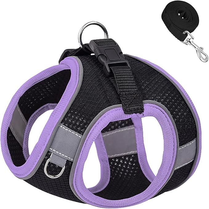 Dog Harness and Leash Set No Pull Step in Dog Harness with Reflective Bands Escape Proof Mesh Dog Vest Harness Leash with ID Tag