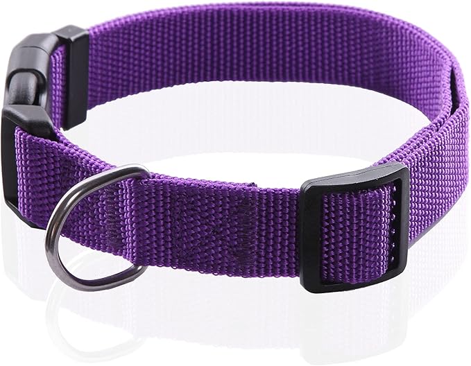 Adjustable Nylon Dog Collar, pet Collar 1 Inch 3/4 Inch 5/8 Inch Wide, for Large Medium Small Dogs (S(5/8" x 11-16"), Purple)
