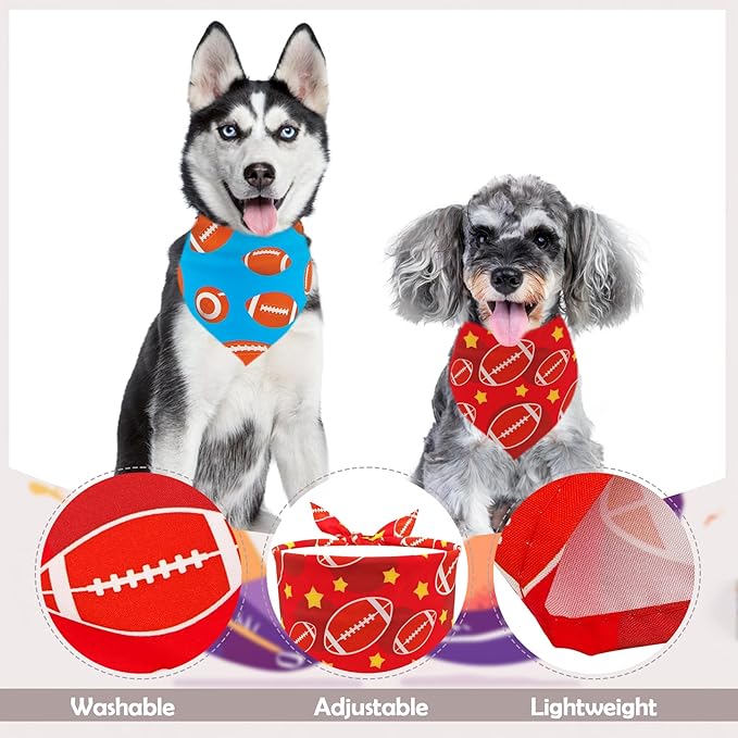 7 PCS Football Dog Bandanas for Large Dogs Breed 33 Inch Extra Large American Football Dog Bandanas XL Football Scarves for Game Day Grooming L