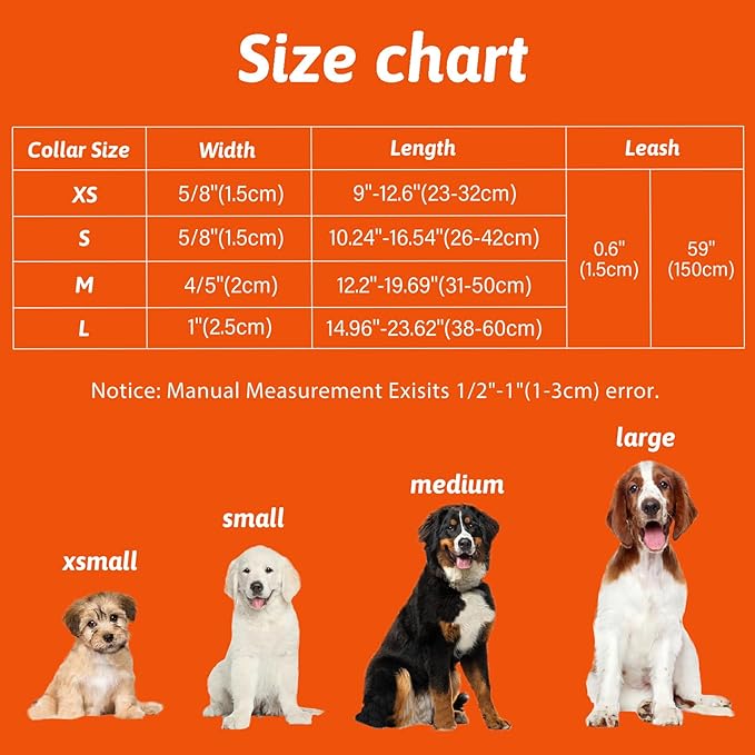 Dog Collar and Leash Set Girls Adjustable Puppy Collars with Fruit Bow Tie for Small Medium Large Female Dogs, Green Orange, M