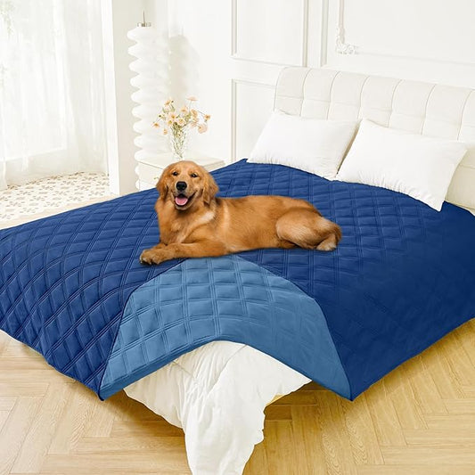 Smiry Waterproof Dog Bed Cover Blanket 82x82, Soft Reversible Pet Blanket, Washable Leakproof Cats Dogs Couch Cover for Sofa, Couch, Furniture, Navy/Blue