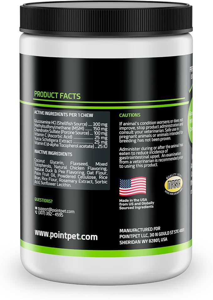 POINTPET Glucosamine for Dogs, 120 Count - Hip & Joint Supplement - Dog Mobility Soft Chews with Chondroitin & MSM - Supplement with Omega 3