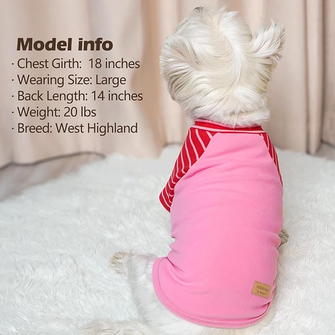 KYEESE 2Pack Lightweight Sweatshirt Super Soft T-Shirt Comfort Stretchy Fleece Sweater Clothes Pullover for Small Dogs, Pink, S