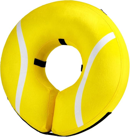 BENCMATE Protective Inflatable Collar for Dogs and Cats - Soft Pet Recovery Collar Does Not Block Vision (Large, Tennis)