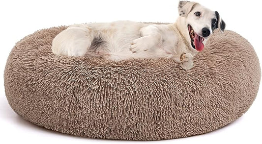 MIXJOY Ultra Soft & Comfortable Donut Cuddler Round Dog & Cat Bed (30'', Brown)