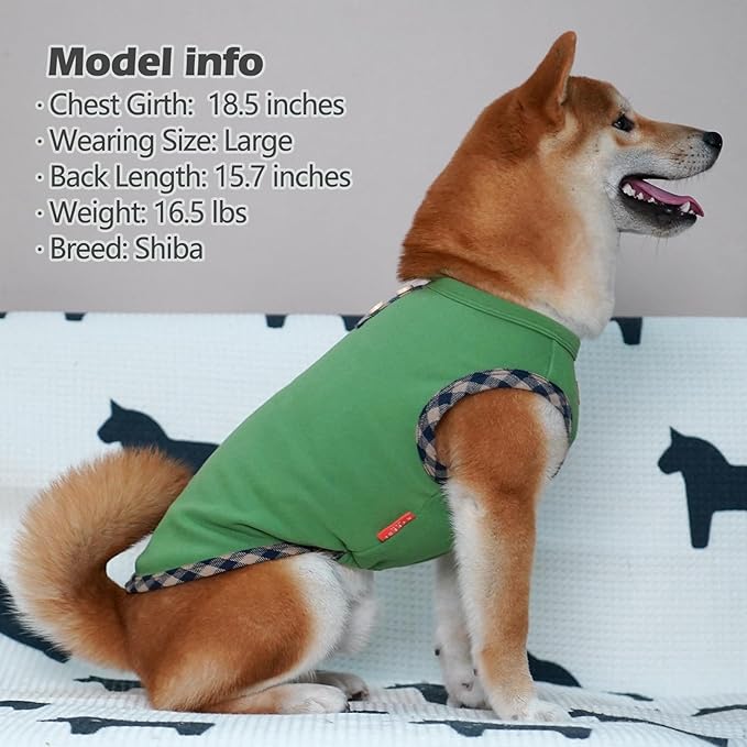 KYEESE 2Pack Dog Shirt Pullover Sweatshirt Stretchy Vest Soft T-Shirt Fleece Coats Lightweight Clothes Sweater for Small Dogs, Navyblue+Green, Large