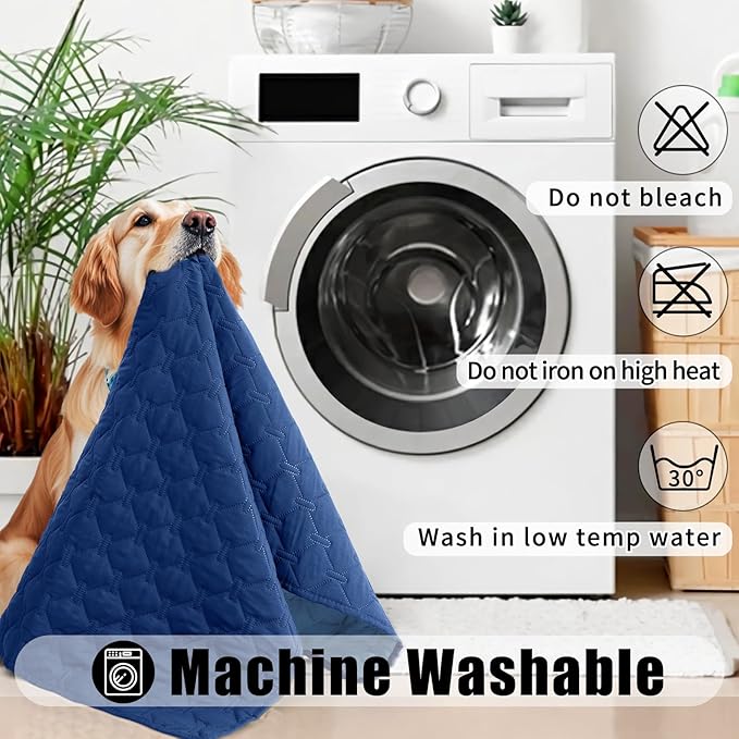 Smiry Waterproof Dog Bed Cover Blanket, Soft Reversible Pet Blanket, Washable Leakproof Cats Dogs Couch Cover for Sofa, Couch, Furniture (82x102 Inch, Navy/Blue)