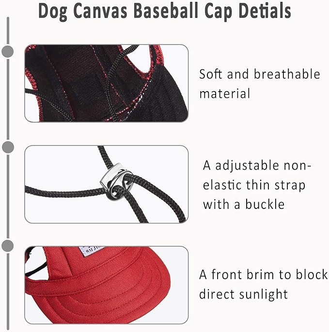 4 Pieces Pet Sun Protection Dog Visor Hats Outdoor Sports Dog Baseball Hats with Ear Holes and Adjustable Chin Strap for Extra Small Pet