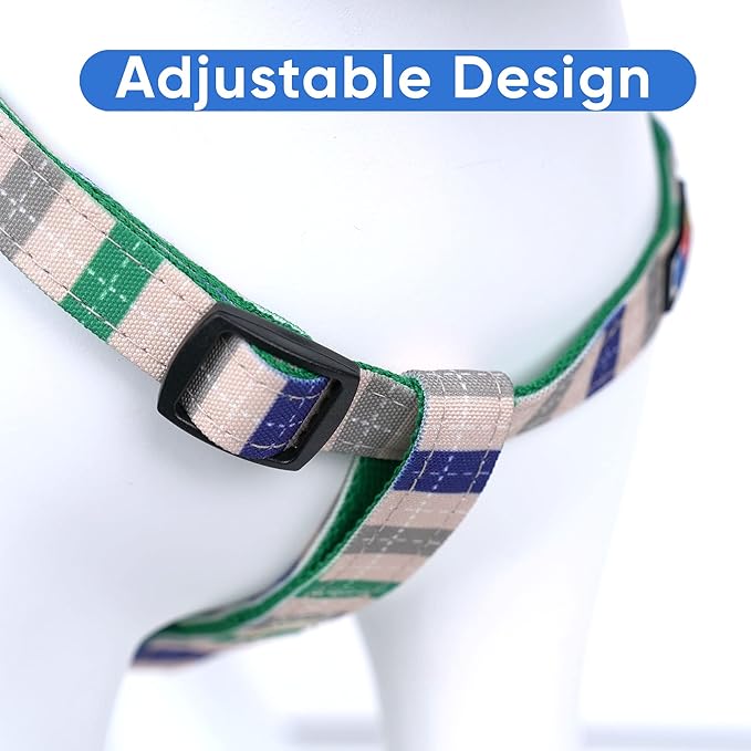 Pawtitas Pet Adjustable Solid Color Step in Puppy/Dog Harness 6 feet Matching Collar and Harness Sold Separately Small Grey/Blue/Green Multicolor