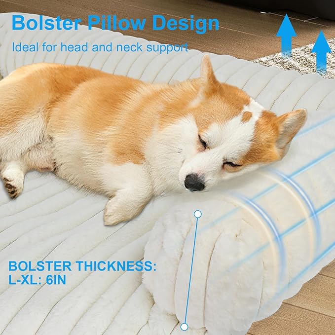 Luxurious Dog Couch Bed, Washable Calming Dog Couch Cover, Removable Couch Protector for Dogs, Waterproof Sofa Bed, Pet Bed Mats for Couch, Pet Couch Covers for Sofa(White, XL)