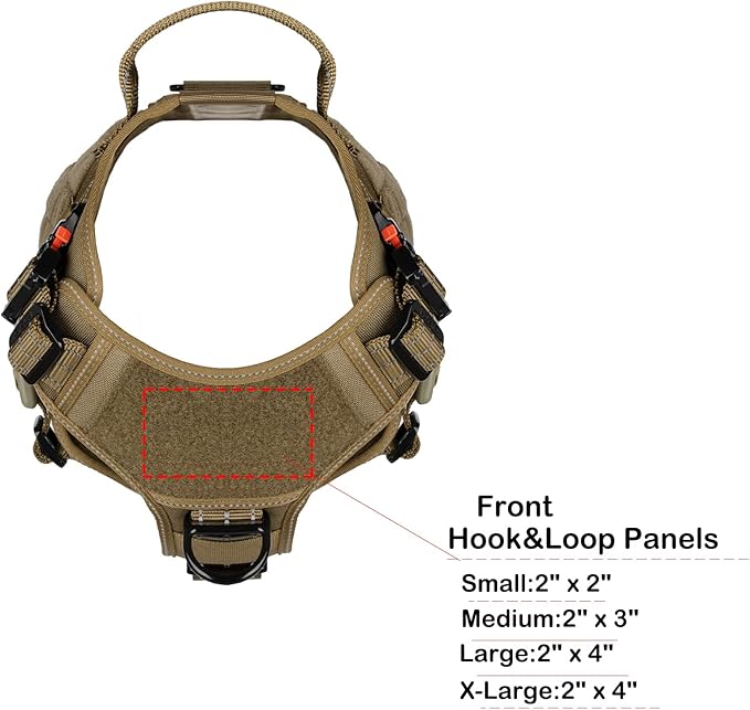 ICEFANG Tactical Dog Harness,X-Large Size, 2X Metal Buckle,Working Dog MOLLE Vest with Handle,No Pulling Front Leash Clip,Hook and Loop Panel