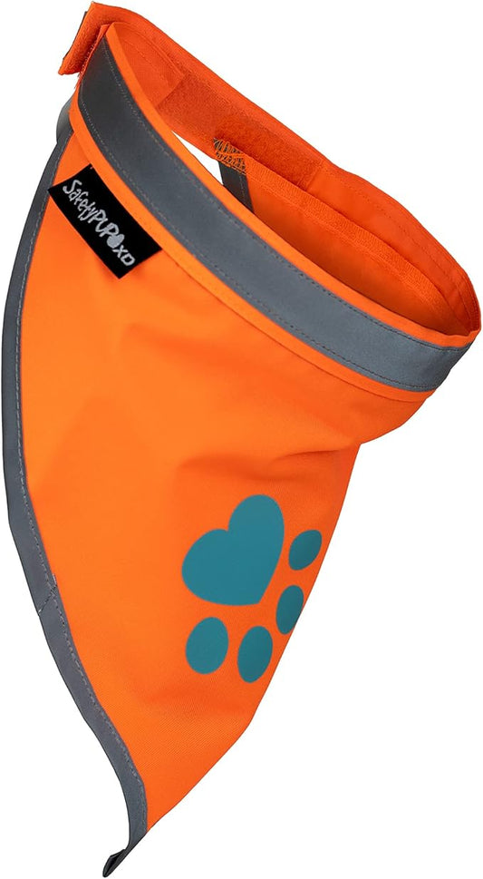 Orange Dog Bandana. Hi-Visibility Reflective, Blaze Orange Bandana for Large and Small Pets. Safety Accessories for Walking, Camping, and Off Leash Exploration.