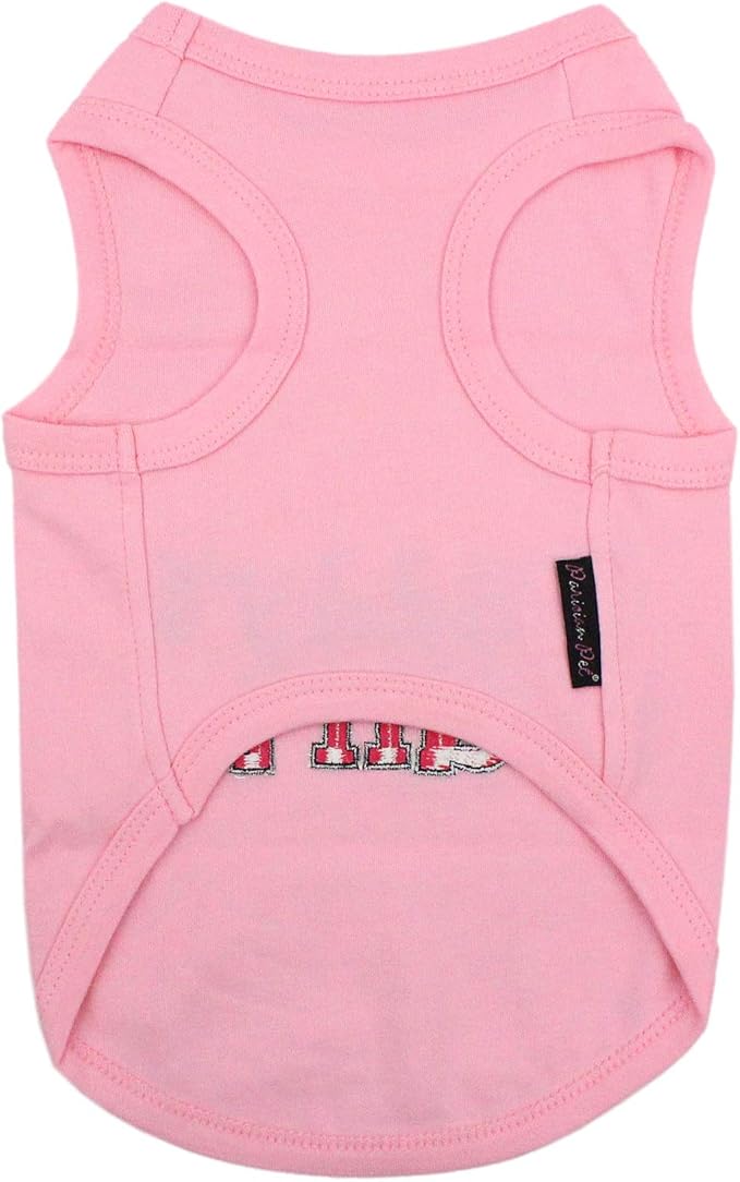 Parisian Pet Dog T-Shirt with Embroidered 'Daddy’s Girl' Words - 100% Cotton, Breathable Sleeveless Girl Dog Clothes - Machine Washable Clothes for Medium-Sized Dogs, M