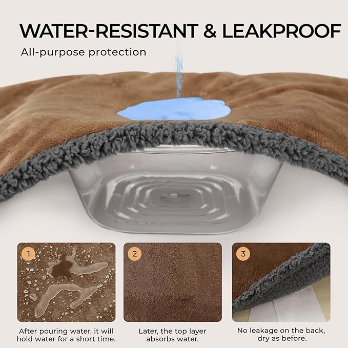 Luciphia Waterproof Blanket for Large Dogs Liquid Proof Furniture Protector Washable Pet Reversible Bed Cover for Couch Soft Sherpa Fleece Cat Blanket for Small Medium Khaki X-Large（85" x 57"）